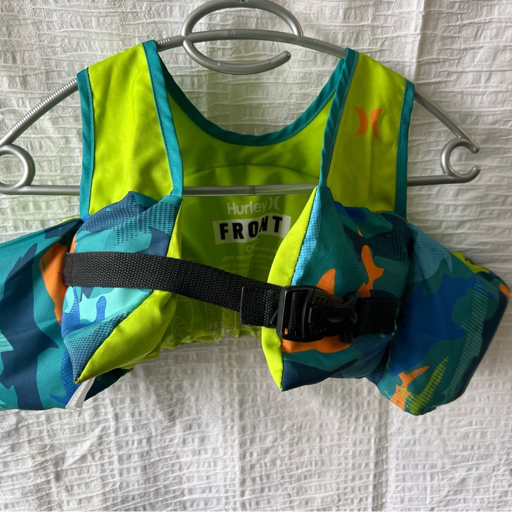 Kids Swim Vest Float Jacket Toddler 20-50 lbs Hurley Green Water Safety Swim Aid - Picture 3 of 11